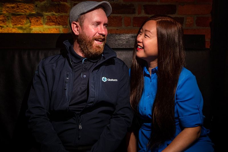 Blake and a colleague on site in Gloform shirts